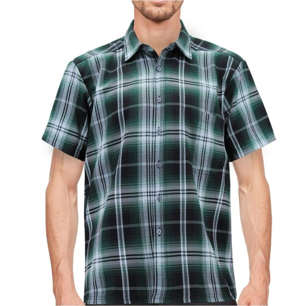 Maximos Men's Plaid Shirt Full Button Down Short Sleeve Classic Western Shirt